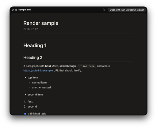 A Markdown file rendered in Finder Quick Look on a Mac